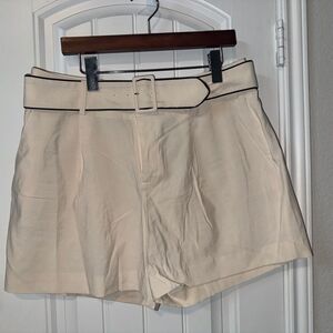 Ann Taylor Cream Bermuda Shorts belted shorts